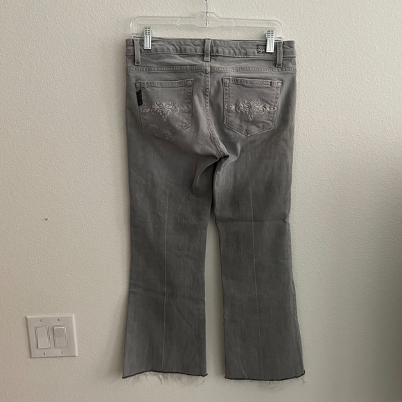PAIGE Jeans Women's Size 28 Washed Grey Denim Robertson Crop Wide Leg Boho Flare - Picture 5 of 8